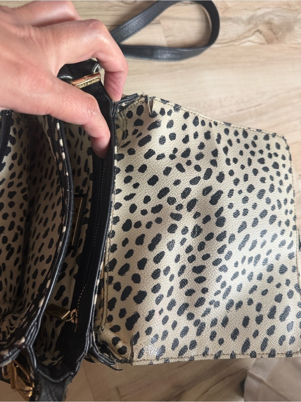 Tory Burch Black and White Spotted Leather Crossbody - Picture 5 of 10